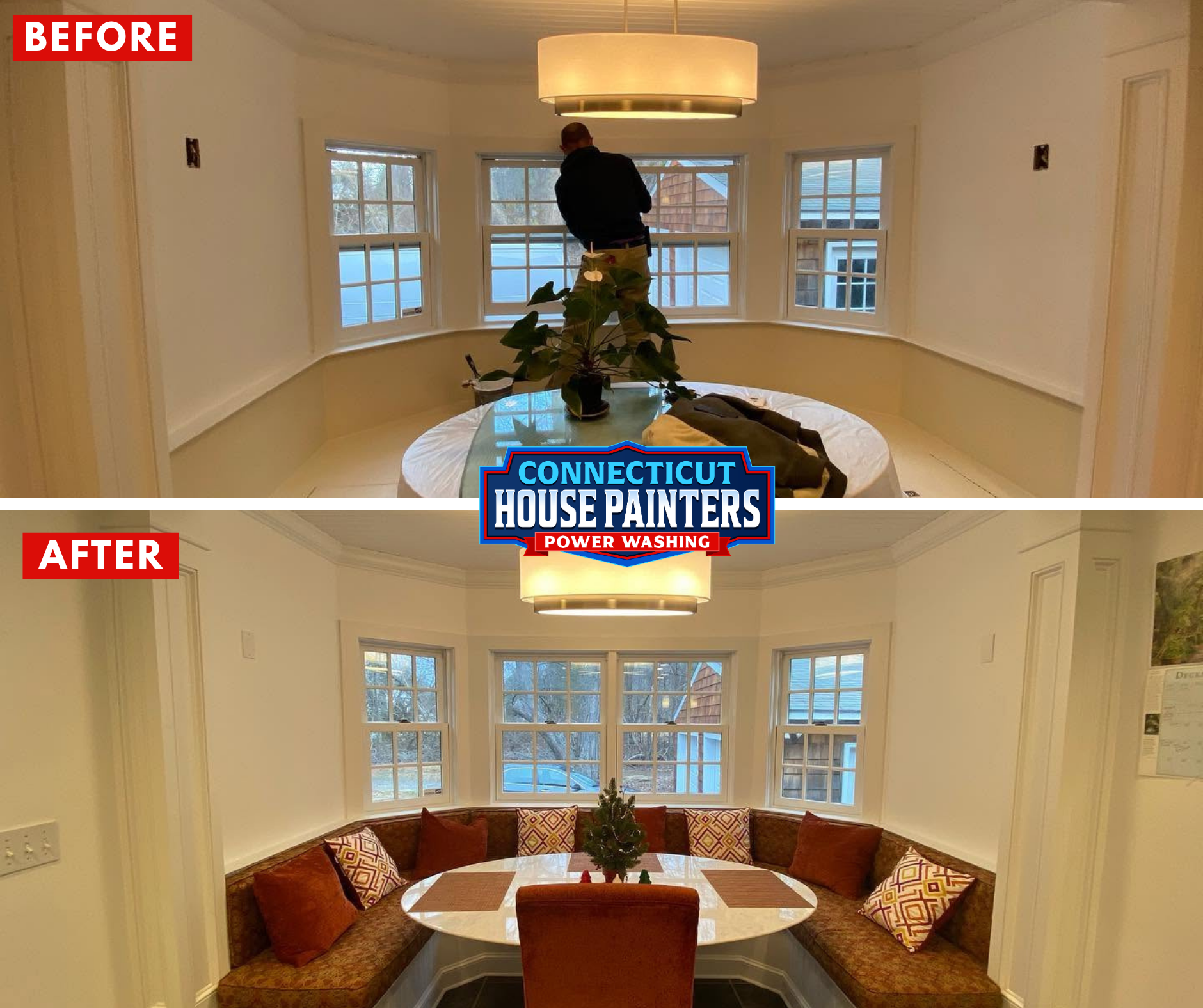 Clear finished interior painting project in Old Saybrook